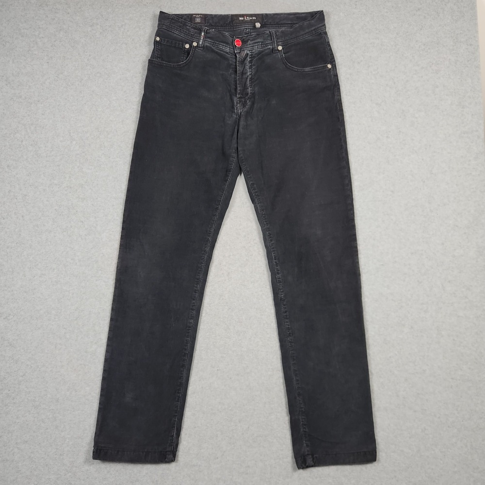 Kiton Napoli Pants Mens 32x31 Black Corduroy Pinwale Italian Quiet Luxury